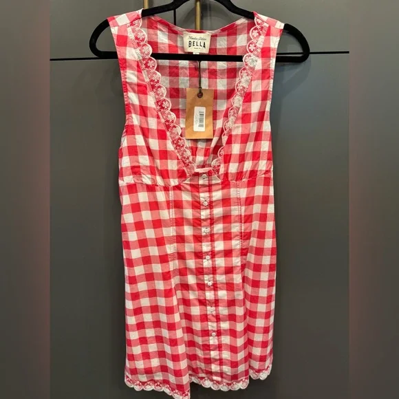 Frankie’s Bikinis x BELLA HADID Farm Gingham Mini Dress Womens Size L - NWT - Picture 2 of 5